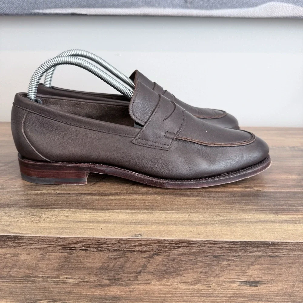 Meermin Brown Soft Calf Leather Penny Loafers Slip On Men's Size UK 7.5 - US 8.5